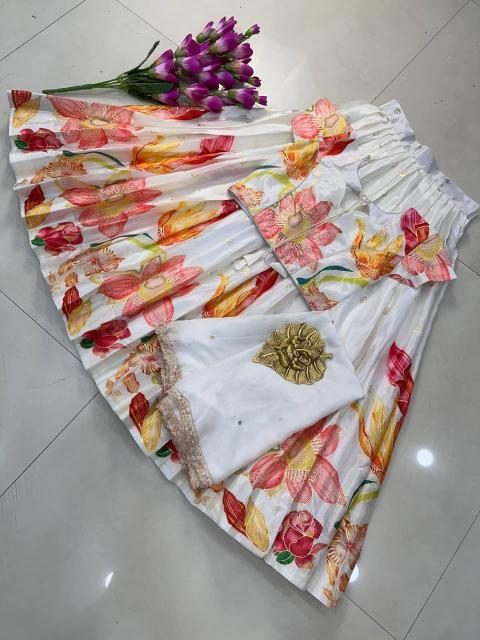 kids lehenga chinon silk White Kids fashion market in Hyderabad